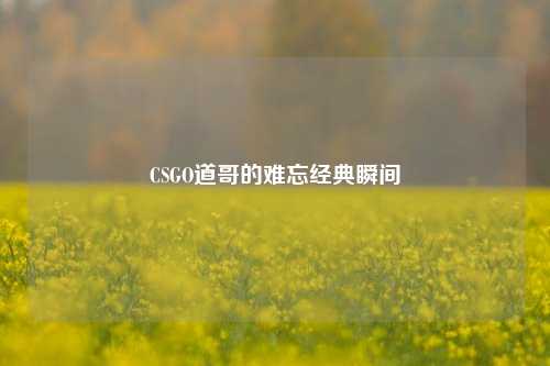 CSGO道哥的难忘经典瞬间