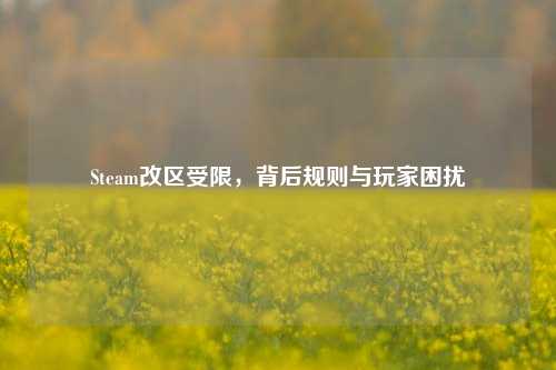 Steam改区受限，背后规则与玩家困扰