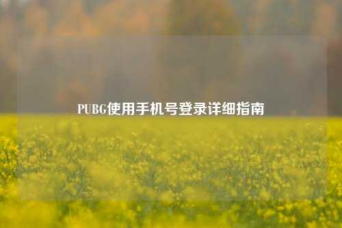 PUBG使用手机号登录详细指南