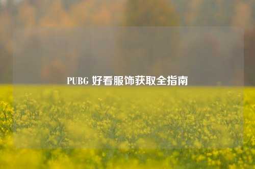 PUBG 好看服饰获取全指南