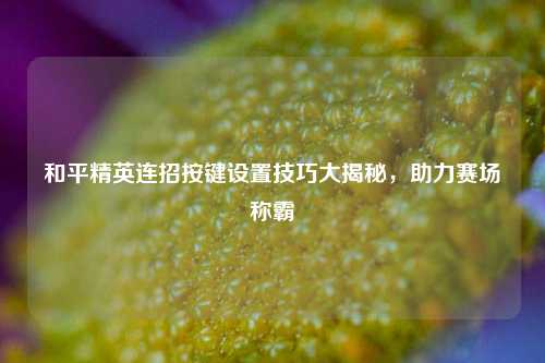 和平精英连招按键设置技巧大揭秘，助力赛场称霸