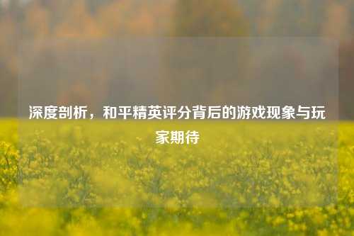 深度剖析,和平精英评分背后的游戏现象与玩家期待