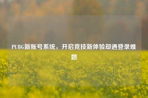 PUBG新账号系统，开启竞技新体验却遇登录难题