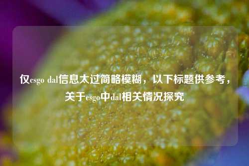 仅csgo dal信息太过简略模糊,以下标题供参考,关于csgo中dal相关情况探究