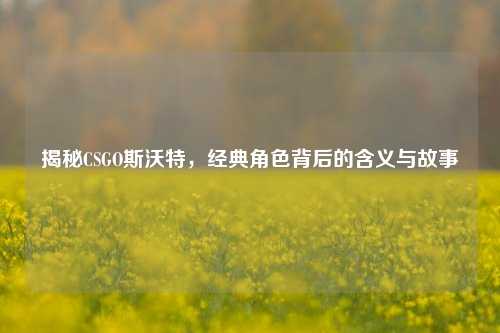 揭秘CSGO斯沃特,经典角色背后的含义与故事