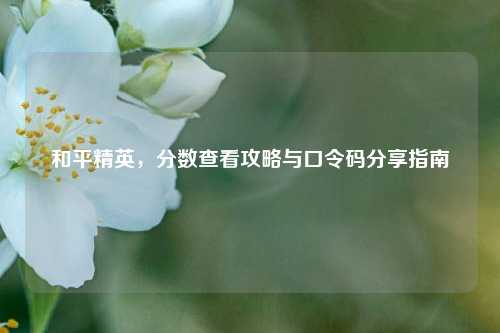 和平精英,分数查看攻略与口令码分享指南