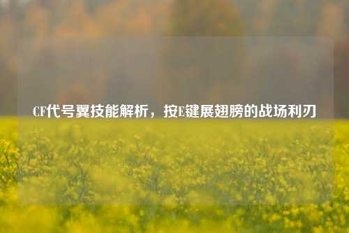 CF代号翼技能解析,按E键展翅膀的战场利刃