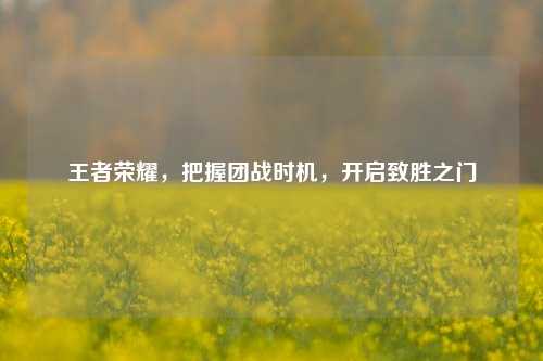 王者荣耀,把握团战时机,开启致胜之门