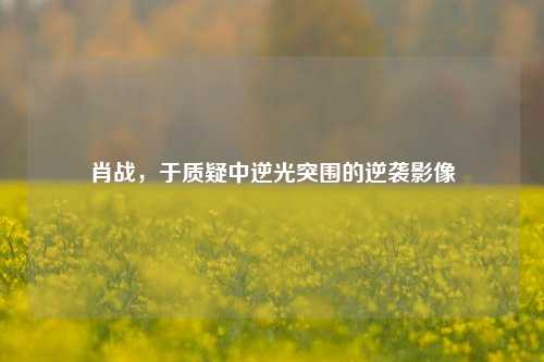 肖战,于质疑中逆光突围的逆袭影像