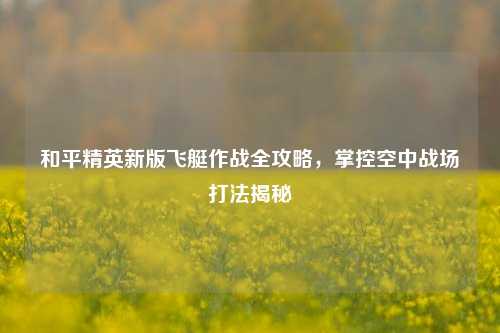 和平精英新版飞艇作战全攻略,掌控空中战场打法揭秘