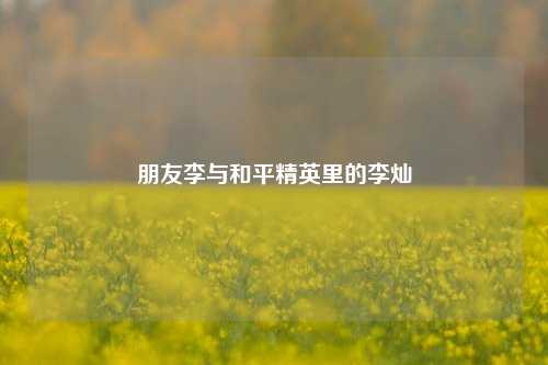 朋友李与和平精英里的李灿