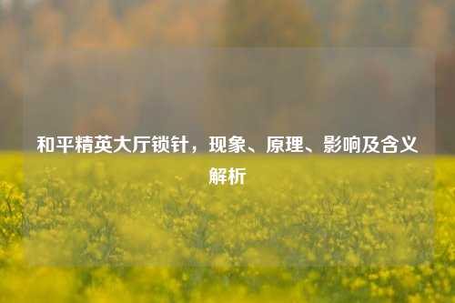 和平精英大厅锁针,现象、原理、影响及含义解析