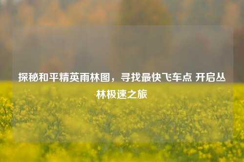 探秘和平精英雨林图,寻找最快飞车点 开启丛林极速之旅