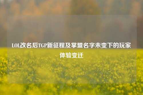 LOL改名后TGP新征程及掌盟名字未变下的玩家体验变迁