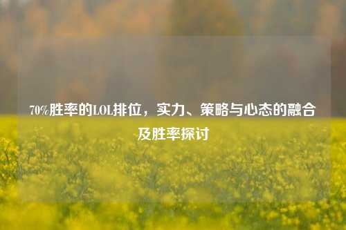 70%胜率的LOL排位,实力、策略与心态的融合及胜率探讨