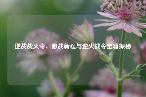 逆战战火令,激战新程与逆火战令宝箱探秘