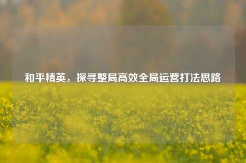 和平精英,探寻整局高效全局运营打法思路
