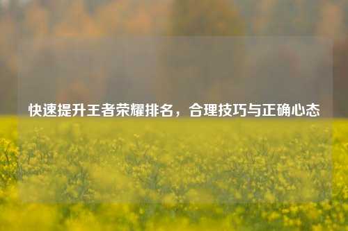 快速提升王者荣耀排名,合理技巧与正确心态