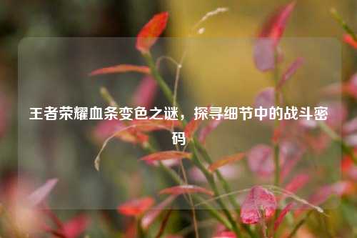 王者荣耀血条变色之谜,探寻细节中的战斗密码