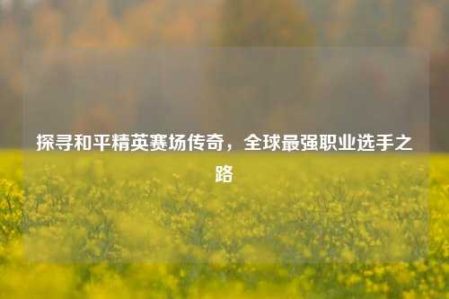 探寻和平精英赛场传奇,全球最强职业选手之路