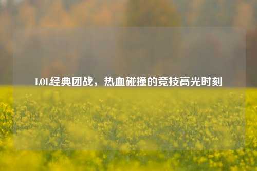 LOL经典团战,热血碰撞的竞技高光时刻