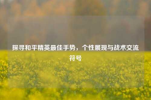 探寻和平精英更佳手势,个性展现与战术交流符号