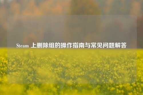 Steam 上删除组的操作指南与常见问题解答