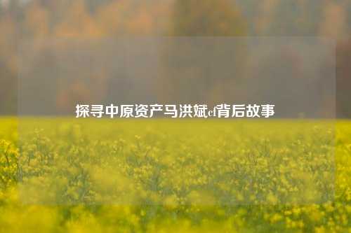 探寻中原资产马洪斌cf背后故事
