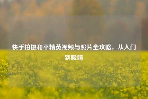 快手拍摄和平精英视频与照片全攻略,从入门到吸睛