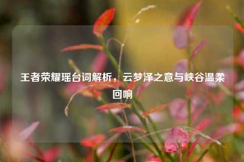 王者荣耀瑶台词解析,云梦泽之意与峡谷温柔回响